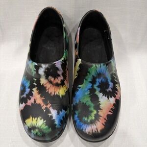 Crocs Neria Pro Black Tie Dye Clogs Women's Size 9 Work Comfort Slip Resistant